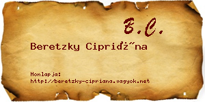 Beretzky Cipriána névjegykártya